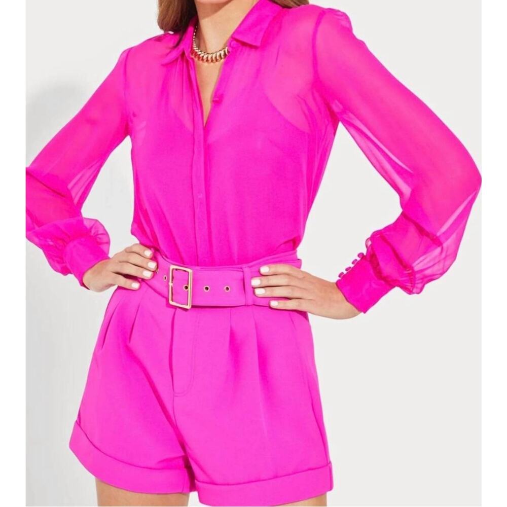 Generation Love Maxwell Georgette Hot Pink Blouse Size XS